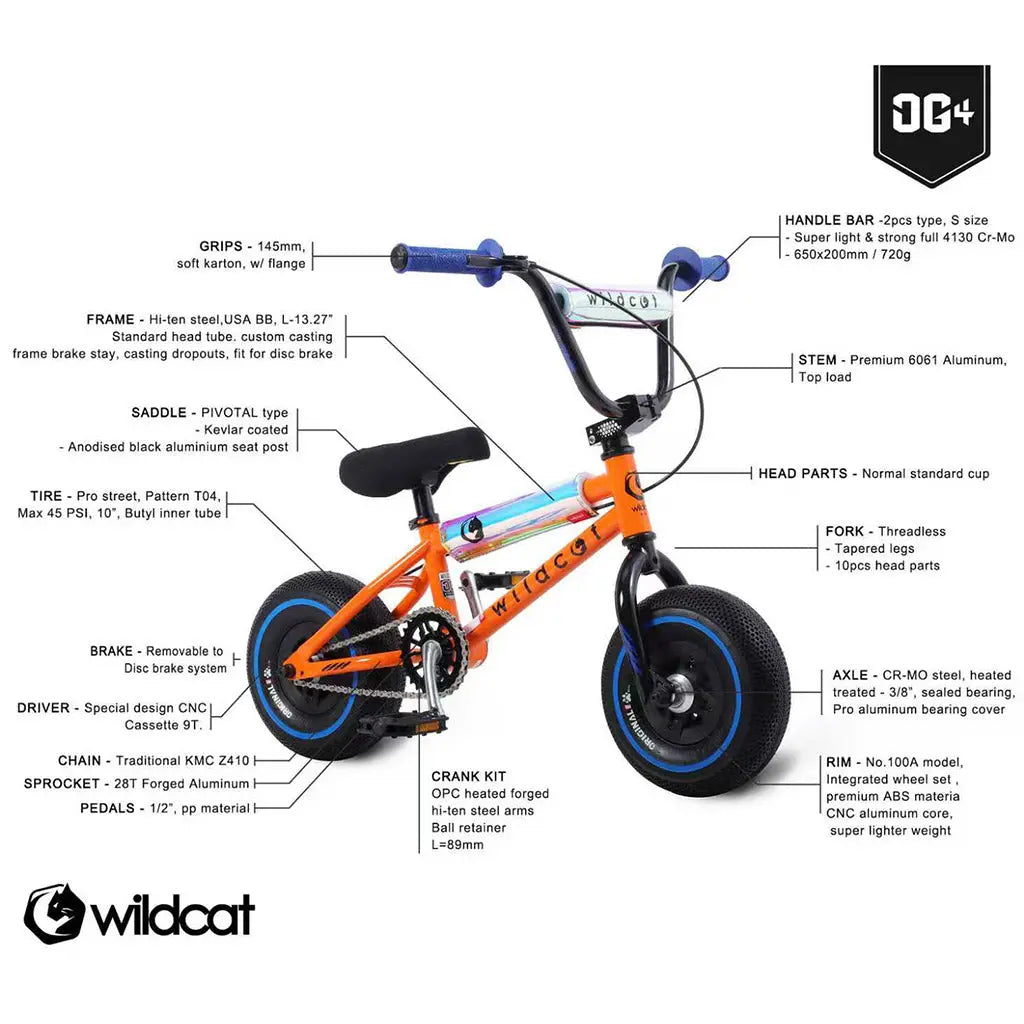 OG4A Orange Wildcat Mini BMX