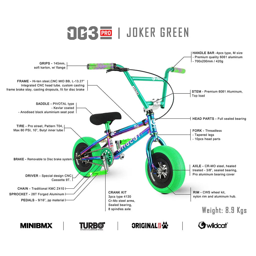 OG3 Pro Series Joker Green Wildcat Mini BMX