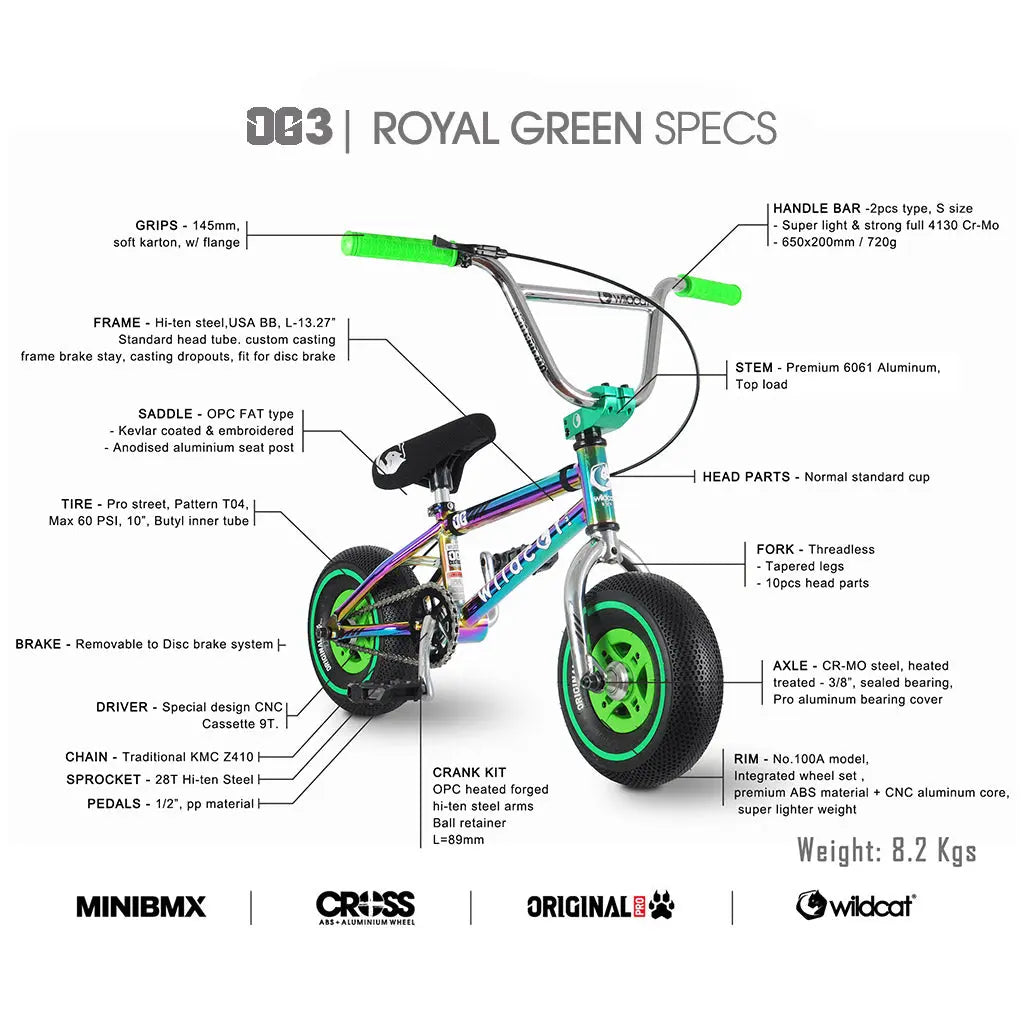 Green 2025 bmx parts