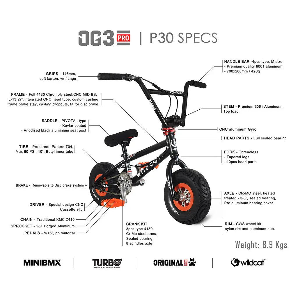 Pro Series P30 Black Wildcat Mini BMX